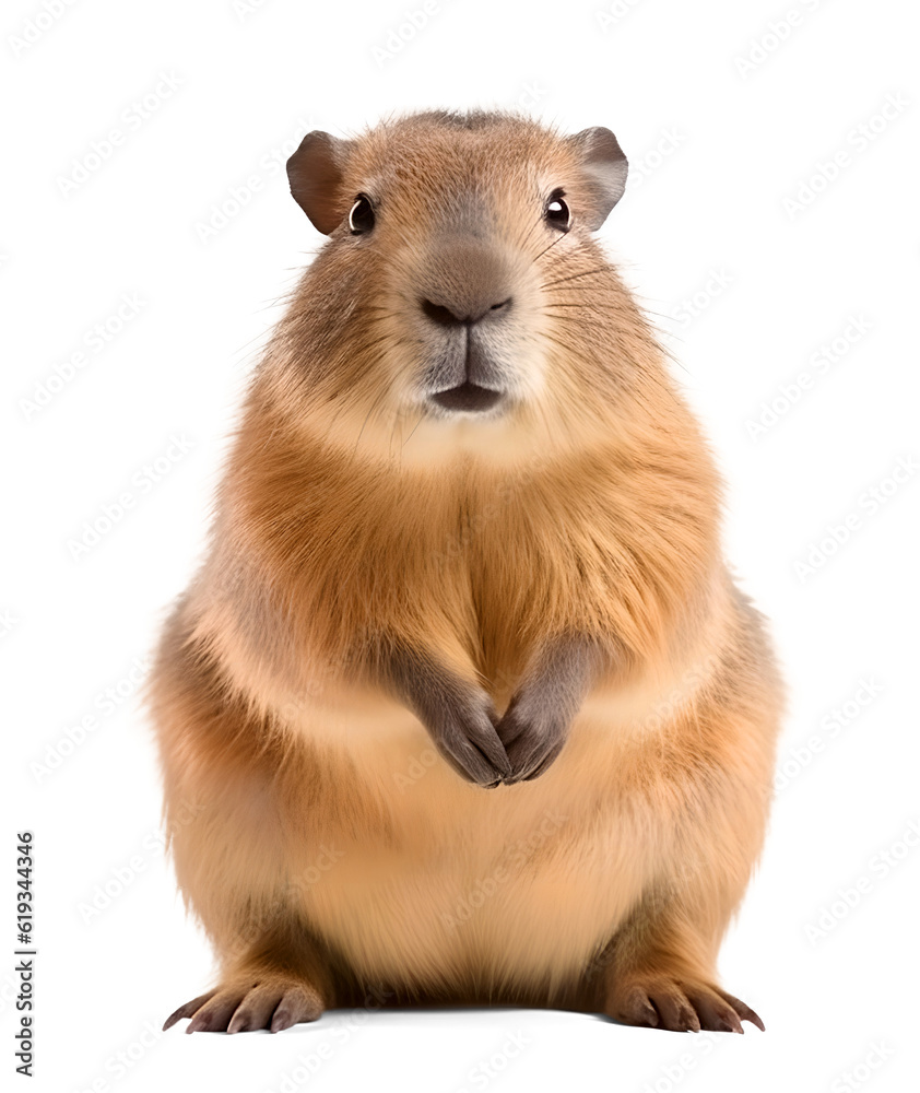 capybara standing portrait, isolated background. Generative Ai capybara standing portrait, isolated background. Generative Ai