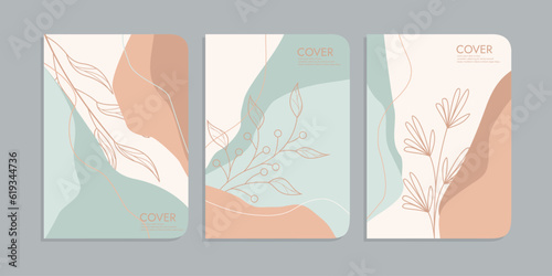 hand drawn book cover template. botanical abstract cover collection. A4 size For books, notebooks, brochures, annuals, planners, catalogs