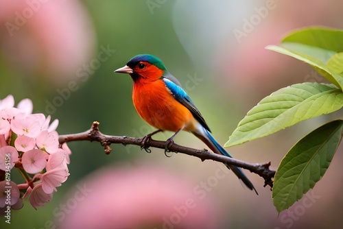 red headed bee eater setting in branch generated ai