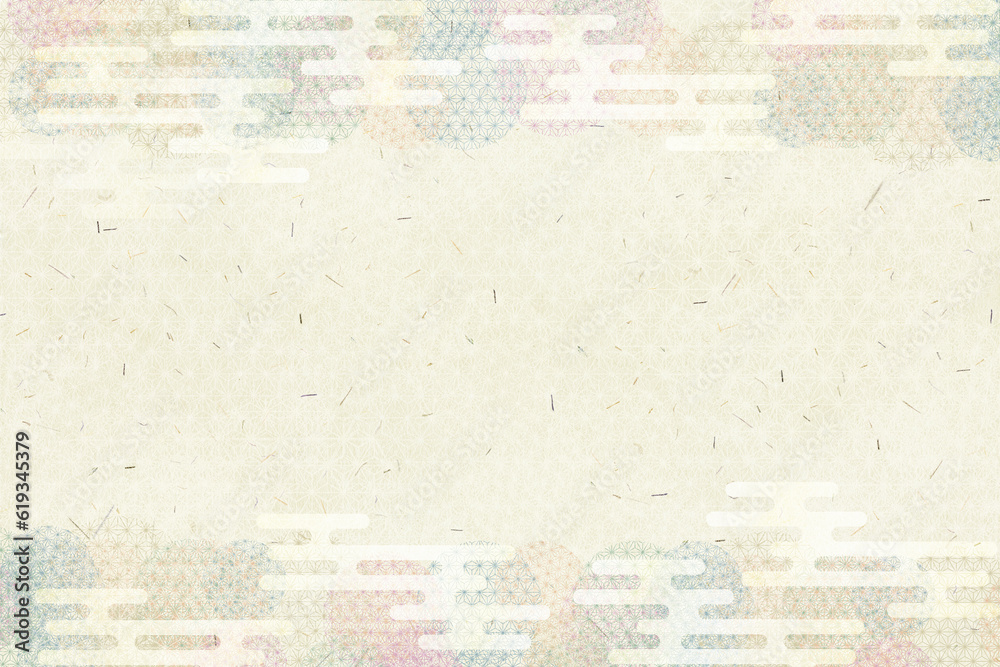 Fototapeta premium 和の花柄が可愛い伝統の和紙素材 ベージュカラー