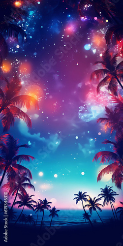 Night Party on the Sea Beach Vertical Banner