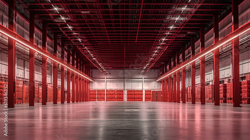 Large modern empty storehouse. Generative Ai