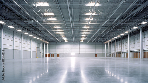 Large modern empty storehouse. Generative Ai