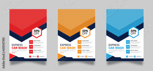 Car Wash Flyer Poster Layout best creative design 3colors good looking flyer design 
