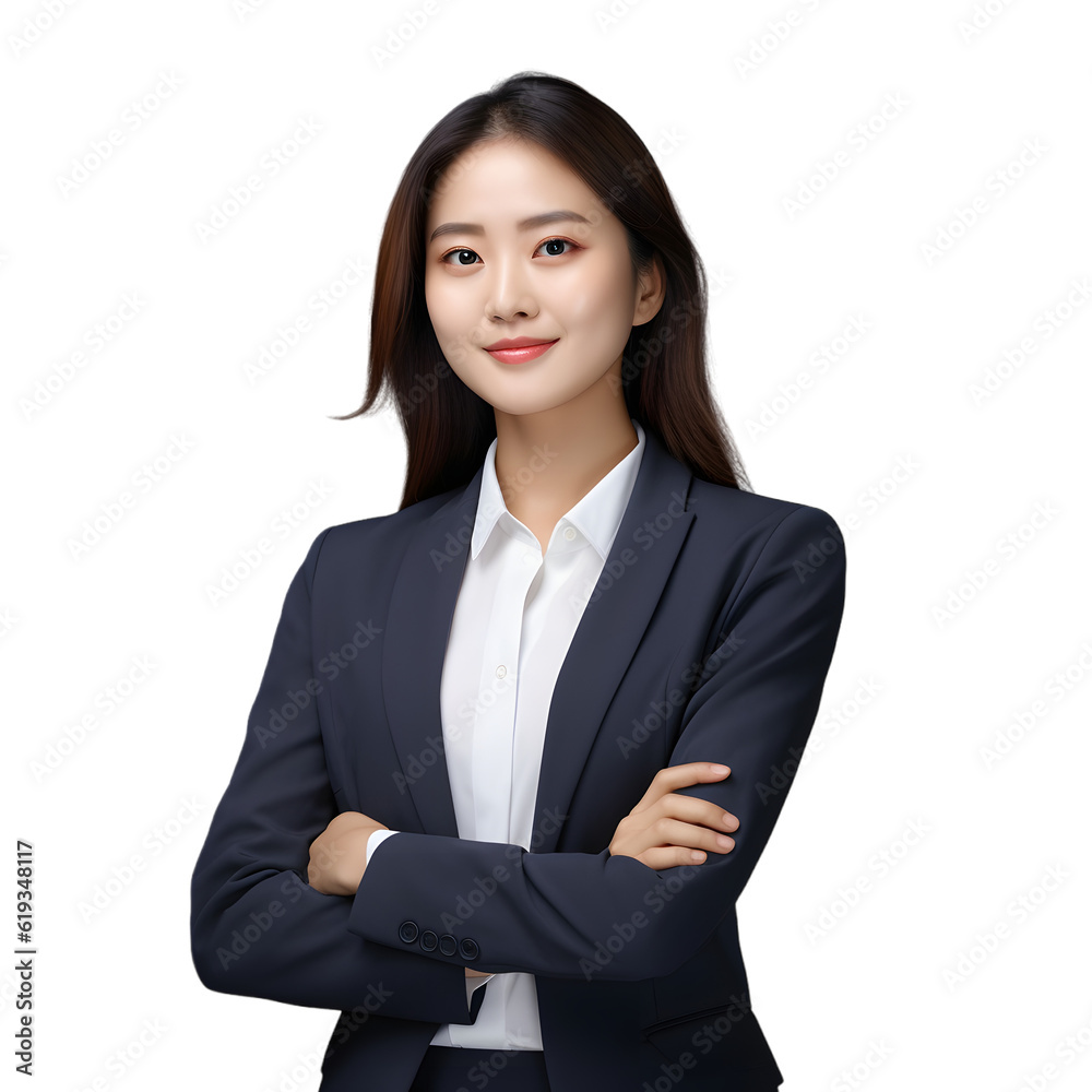 realristic Portrait of successful young Asian businesswoman. Isolated on transparent background realristic Portrait of successful young Asian businesswoman. Isolated on transparent background