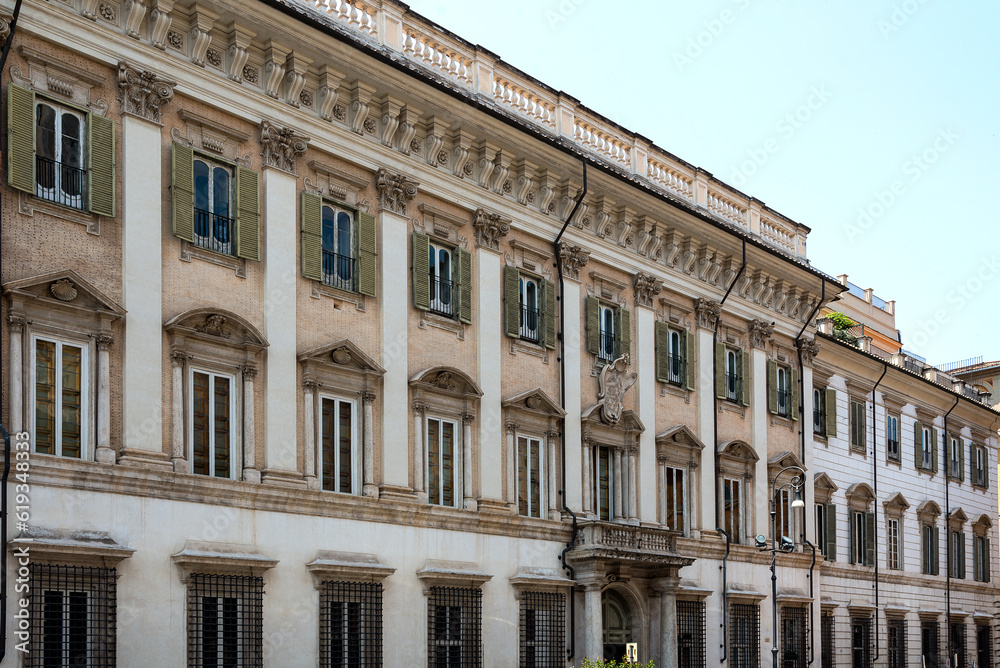 Fototapeta premium Old Building with a renaissance windows and shutters
