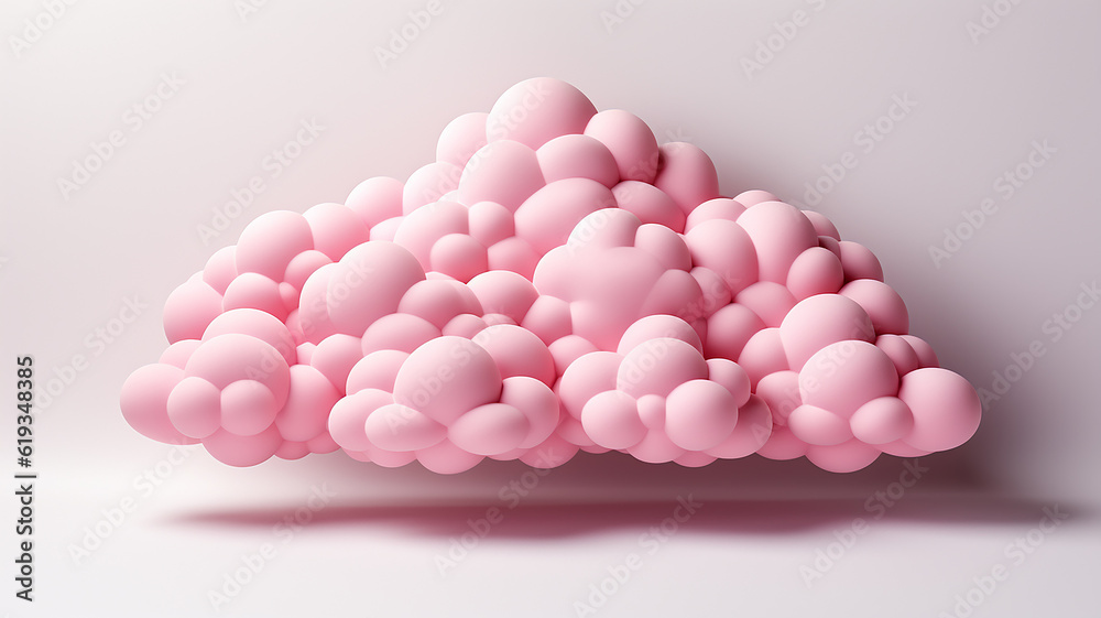 pink delicate 3d clouds on a white background graphics idea message poster copy space. Generative AI pink delicate 3d clouds on a white background graphics idea message poster copy space. Generative AI