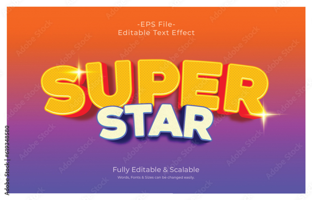 Super Star 3D editable text effect template