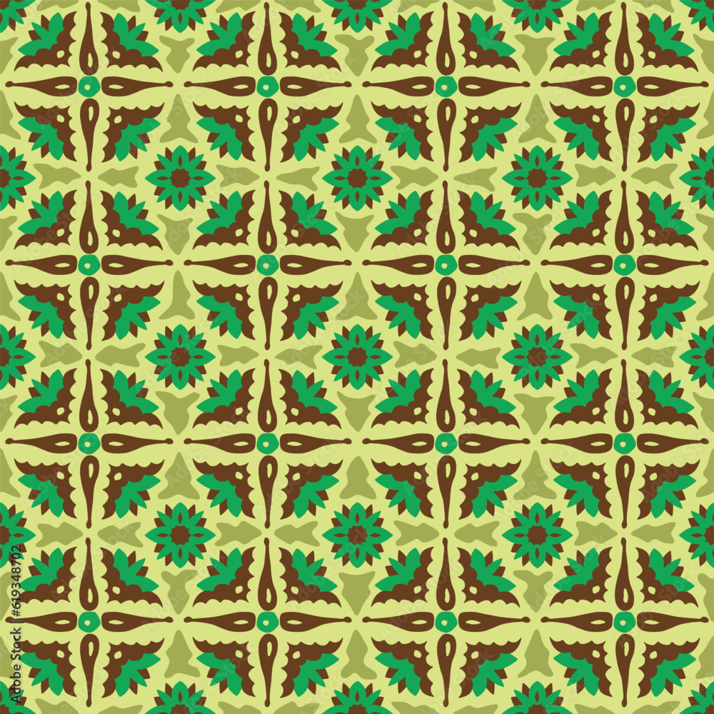 Abstract plant art. Stylized green leaf or flower, ethnic vegetation seamless pattern. Folk repeating background, natural texture. Organic print. Fabric design. Vector wallpaper Abstract plant art. Stylized green leaf or flower, ethnic vegetation seamless pattern. Folk repeating background, natural texture. Organic print. Fabric design. Vector wallpaper