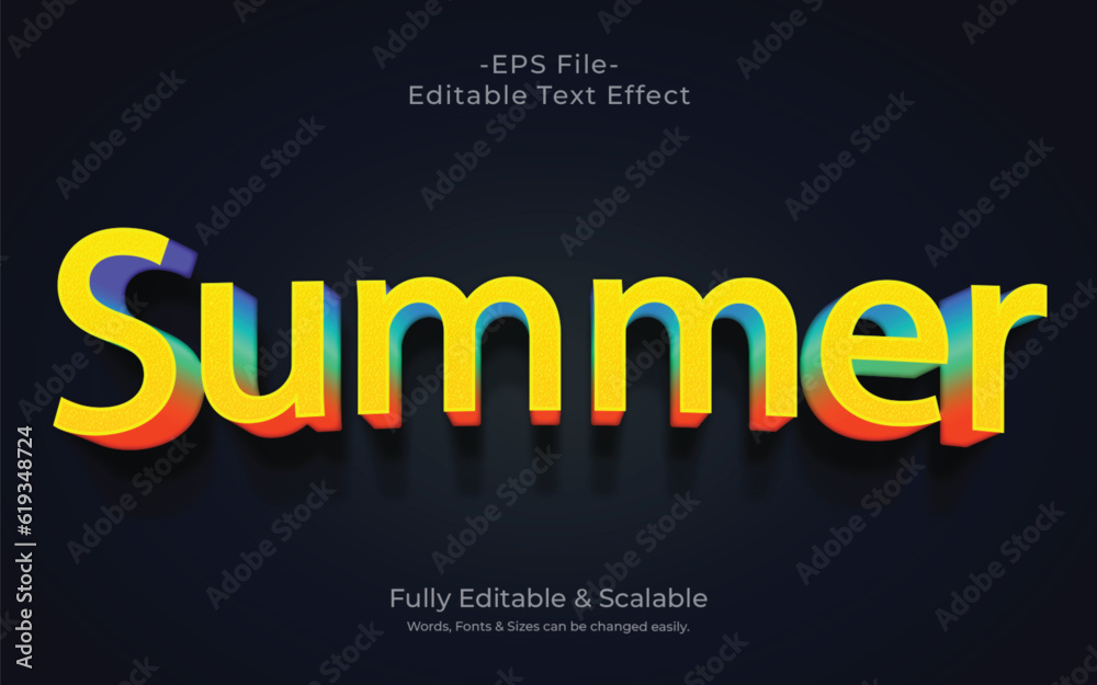Summer 3D editable text effect template