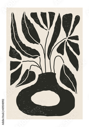 Matisse inspired contemporary collage botanical minimalist wall art poster