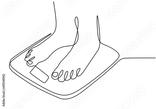 feet on the floor scales one line drawing style vector illustration.