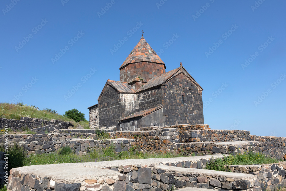 Armenia monastery Sevanavank on a sunny spring day