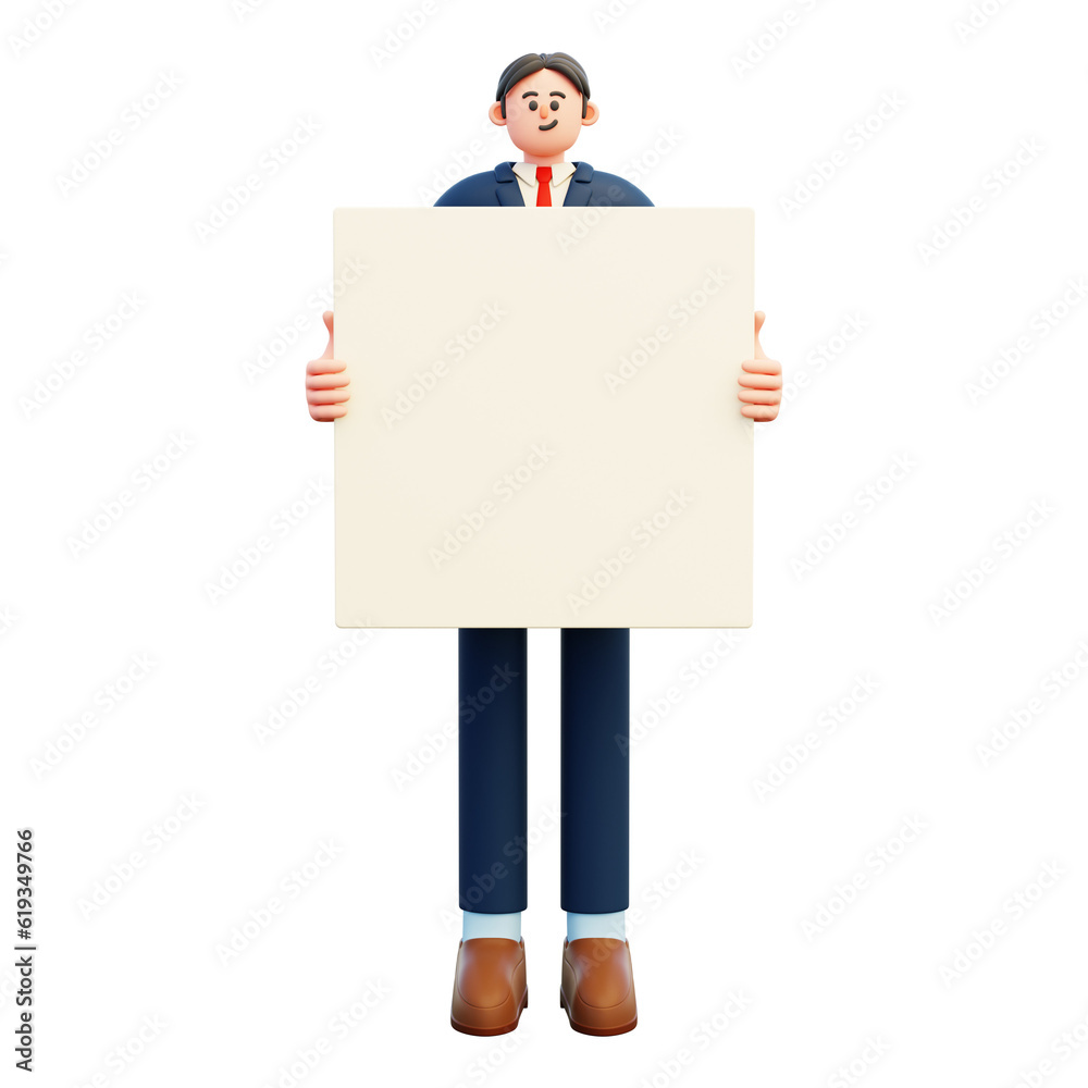 businessman holding white blank board businessman holding white blank board