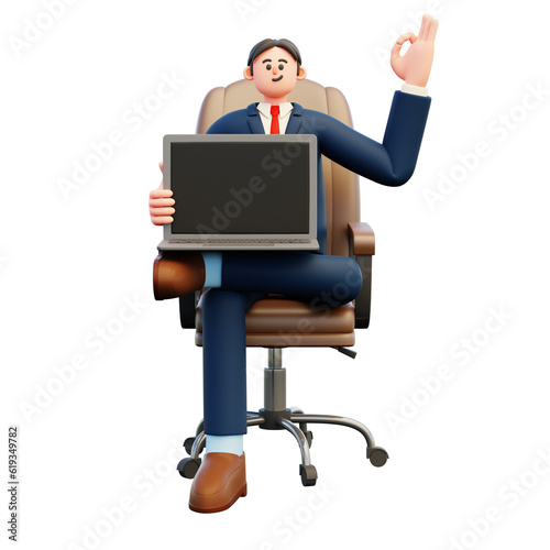 businessman sit on chair laptop