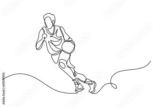 basketball player continuous one line drawing  people playing basket vector