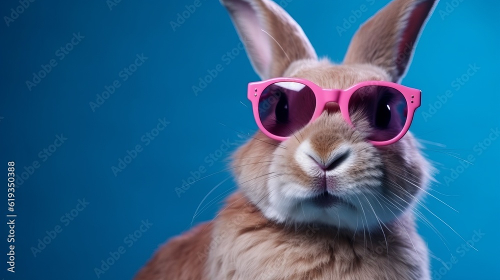 portrait of a rabbit with glasses