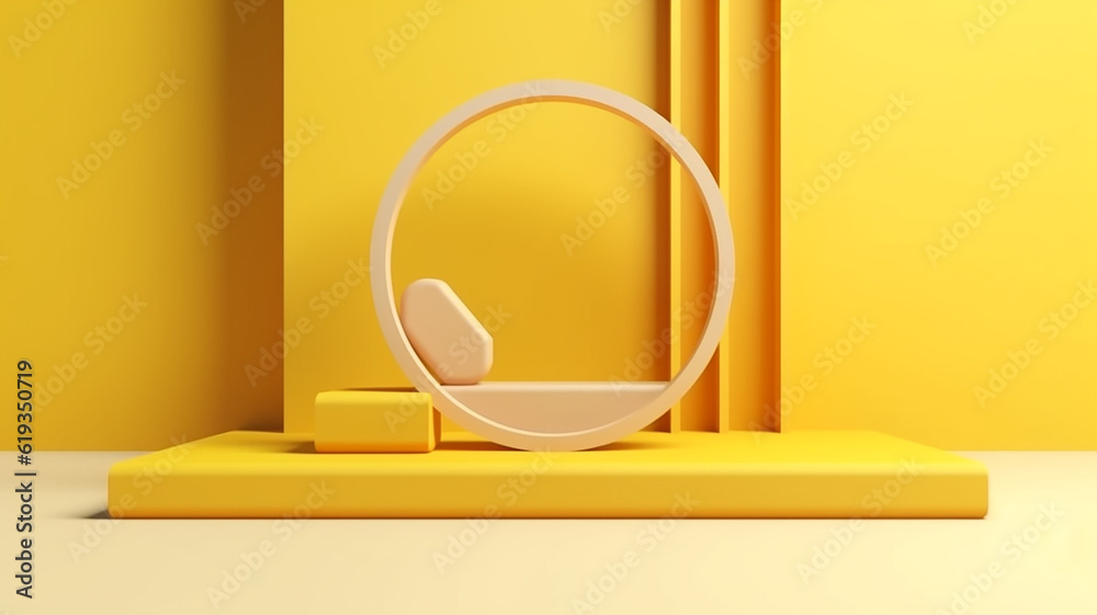 yellow 3d podium abstract background presentation. Generative AI yellow 3d podium abstract background presentation. Generative AI