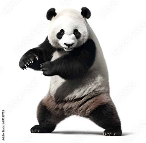 panda fighter, isolated on transparent background. Generative Ai