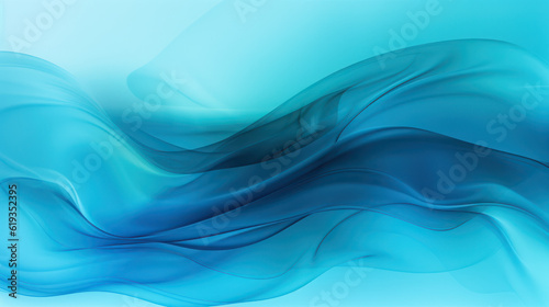 Cyan abstract background, smoke, translucent, waves