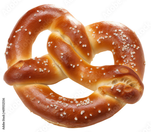 Fresh pretzel with bakery salt. Traditional pretzel. Isolated on transparent background. KI.