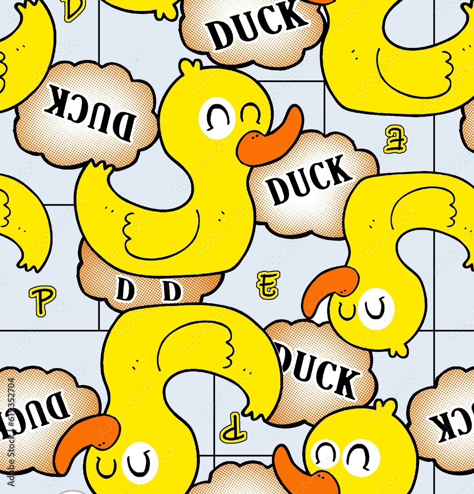 Little ducks and rubber ring anchors switch back and forth with cute