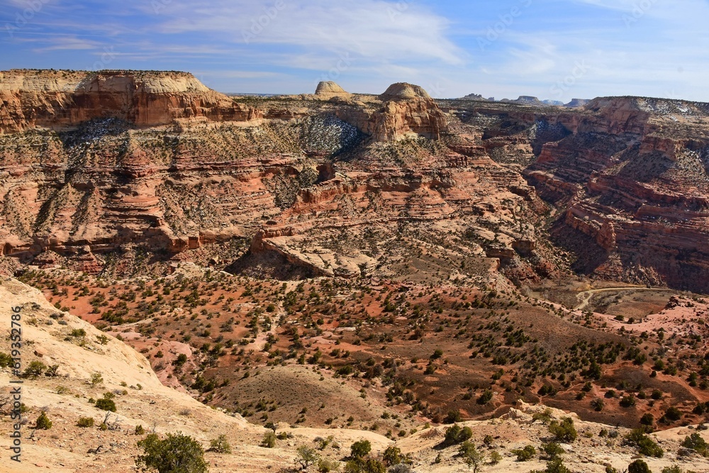 Fototapeta premium the colorful and steep little grand canyon in the san rafael river canyon on a sunny winter day along the remote buckhorn draw road in the northern san rafael swell near green river, utah