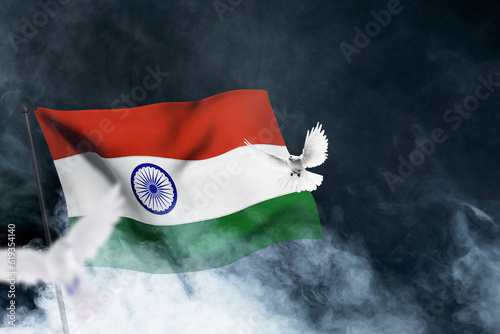India Flag flying. Happy Independence Day and Republic Day background