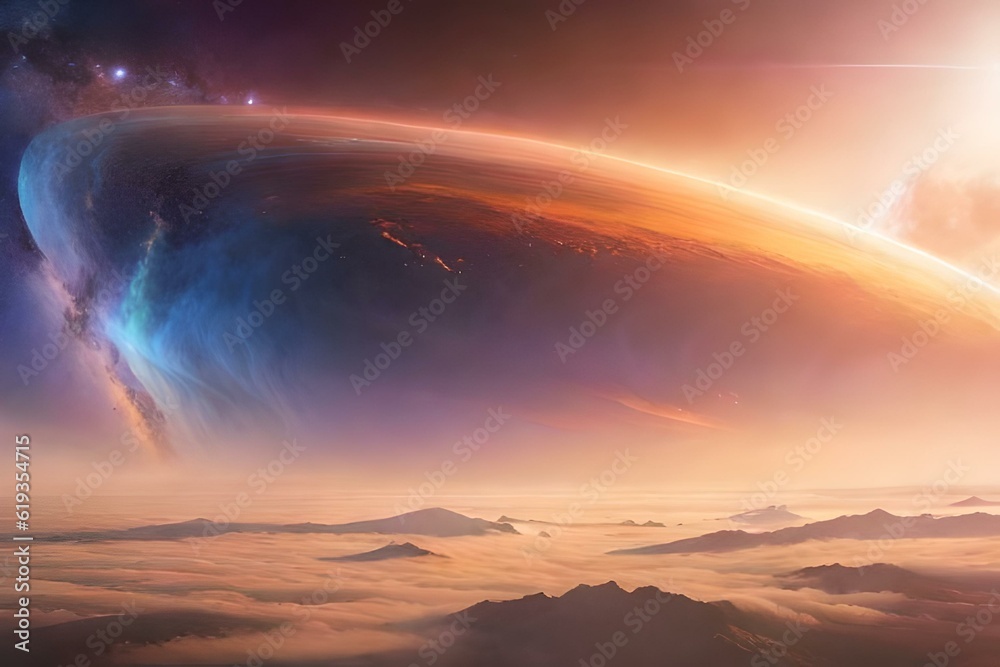 sunrise over the planet AI Generated 