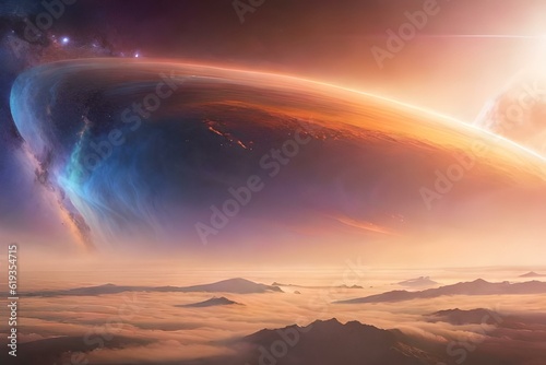 sunrise over the planet AI Generated 