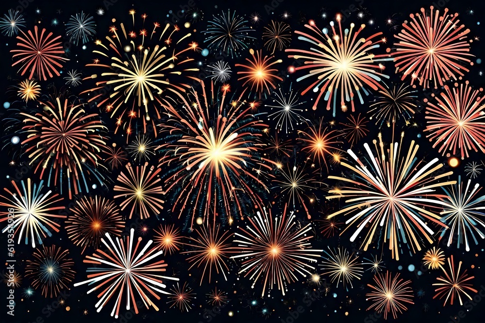 Firework display celebration background. Generative AI