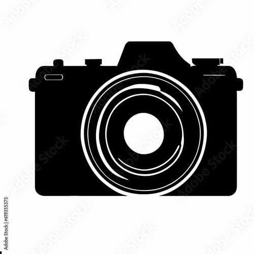 Camera Silhouette with Shutter Icon , Photography and Film making Vector Illustration