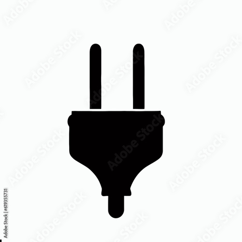 Plug point Silhouette with Electricity Symbol , Power Connection Vector Art