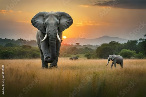 elephant in the sunset AI Generated  © SadiGrapher