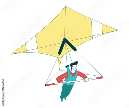 Air Sport with Man Character Hang Gliding Vector Illustration