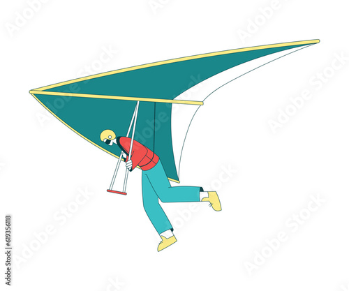 Air Sport with Man Character Hang Gliding Vector Illustration