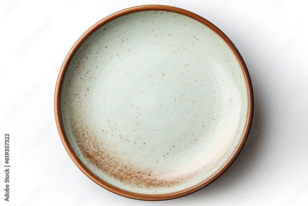 Empty ceramic round plate isolated on white background