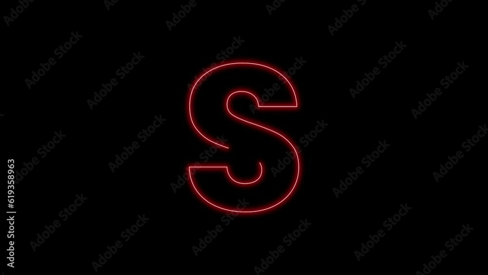Render- Animated Neon Lights Turning On Letter S Render- Animated Neon Lights Turning On Letter S