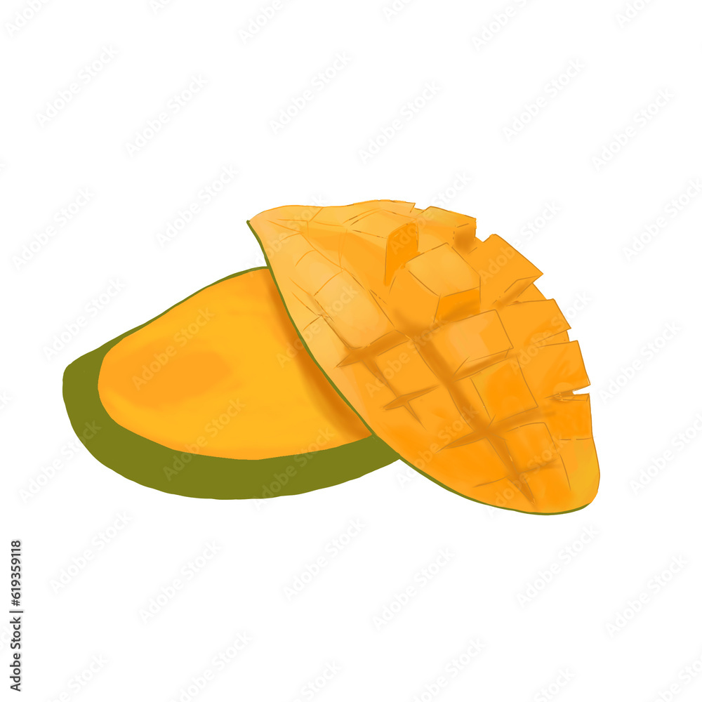 sliced mango isolated on white background sliced mango isolated on white background
