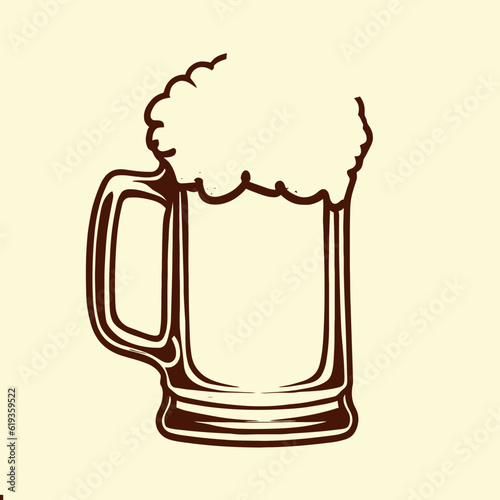 Glass of Beer Silhouette , Cheers and Refreshment Vector Illustration