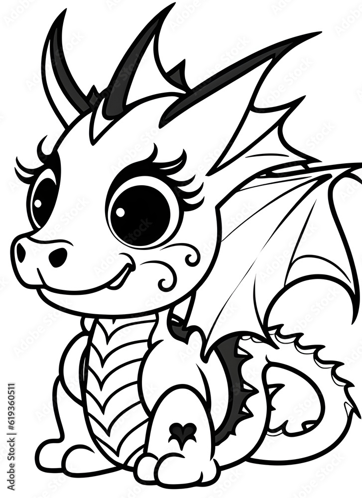 Fototapeta premium Dragon of year 2024 llustration, generative ai 