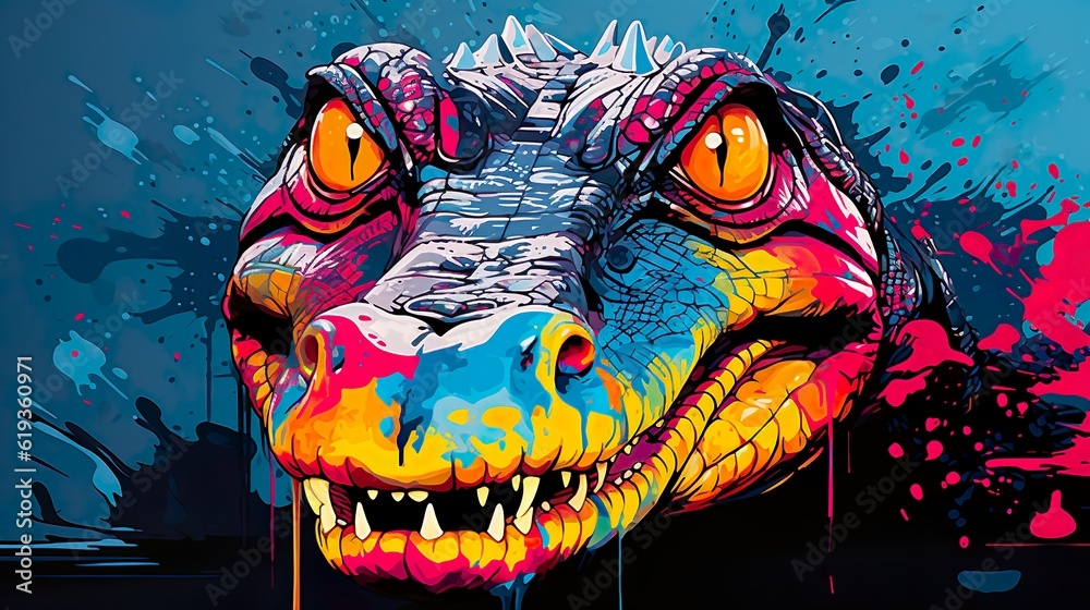 Illustration of a crocodile pop art Illustration of a crocodile pop art