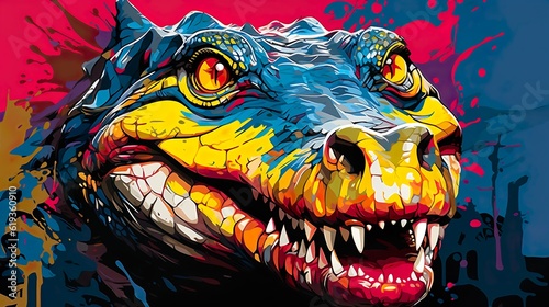 Illustration of a crocodile pop art