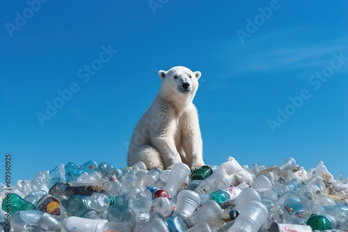 nature bear wildlife polar bear arctic conservation bottle waste garbage plastic recycling environment pollution trash rubbish ecology industry environmental recycle eco generative ai
