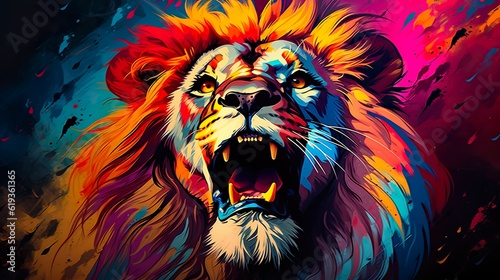 Illustration of a lion pop art