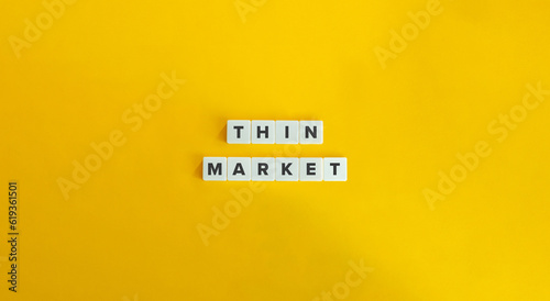 Thin Market Phrase on Letter Tiles on Yellow Background. Minimal Aesthetic.