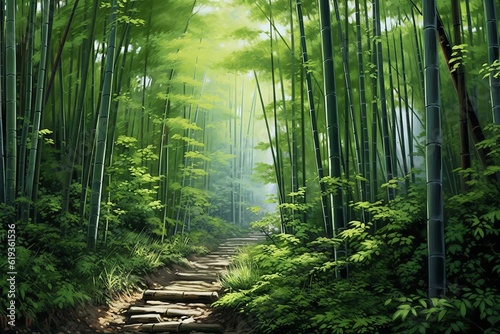 竹林の間を通る小道：AI作品
 photo