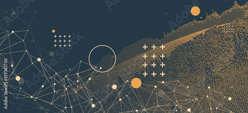 Square pattern. Wireframe background. Futuristic vector illustration.