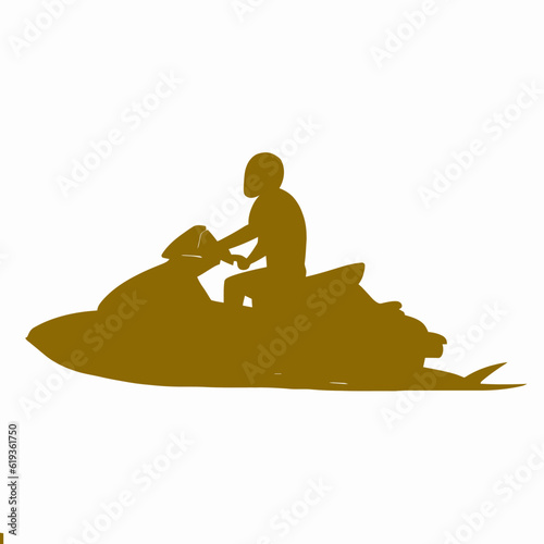Jet Ski Silhouette on Rippling Water , Water Sports and Recreation Vector Design