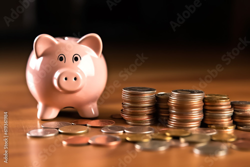 Money saving concept using piggy bank